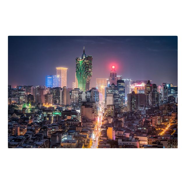 Tableau ville du monde Nuit illuminée à Macao