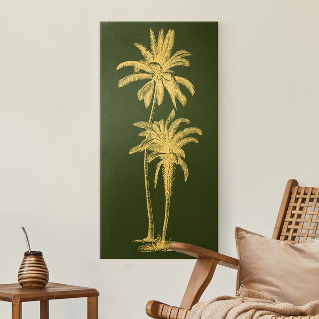 tableaux floraux Illustration Palmiers sur fond vert