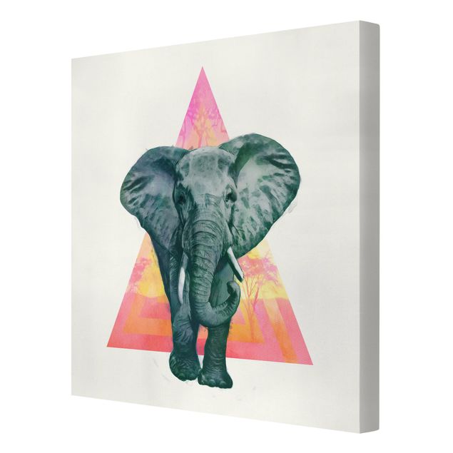 Tableau animaux Illustration Elephant Front Triangle Painting