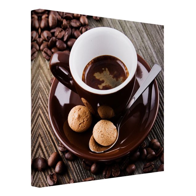 Reproduction sur toile Tasses à café avec grains de café