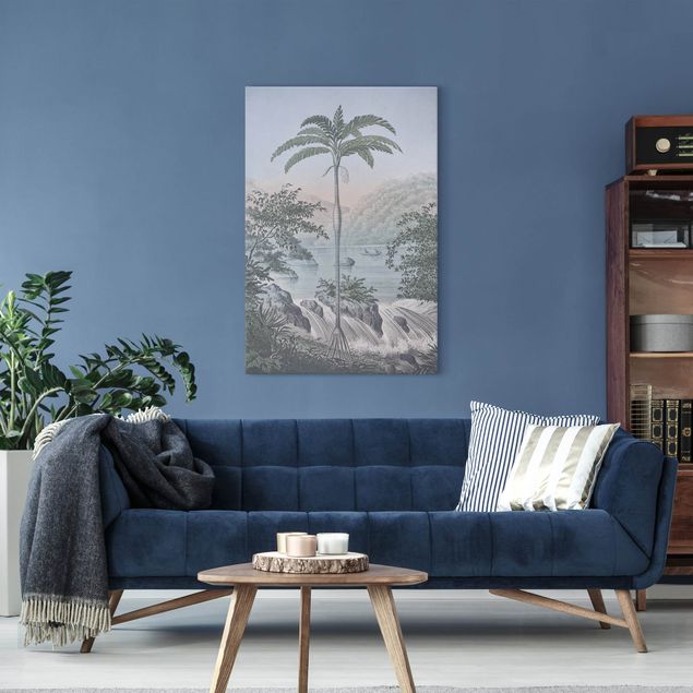 Tableaux nature Illustration vintage - Paysage avec palmier