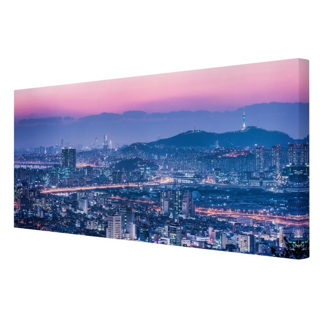Tableau toile ville Silhouette urbaine de Séoul