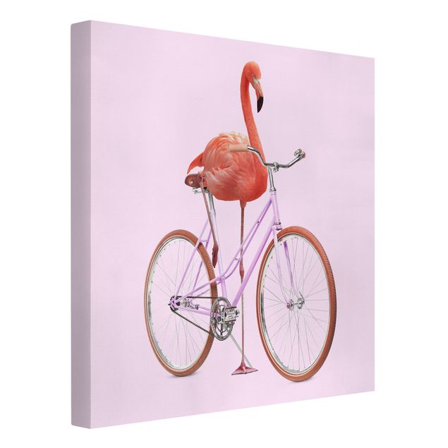 Cadre animaux Flamant avec bicyclette