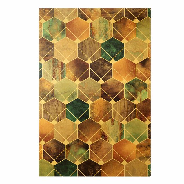 Tableaux de Elisabeth Fredriksson Géométrie dorée - Turquoise Art Déco