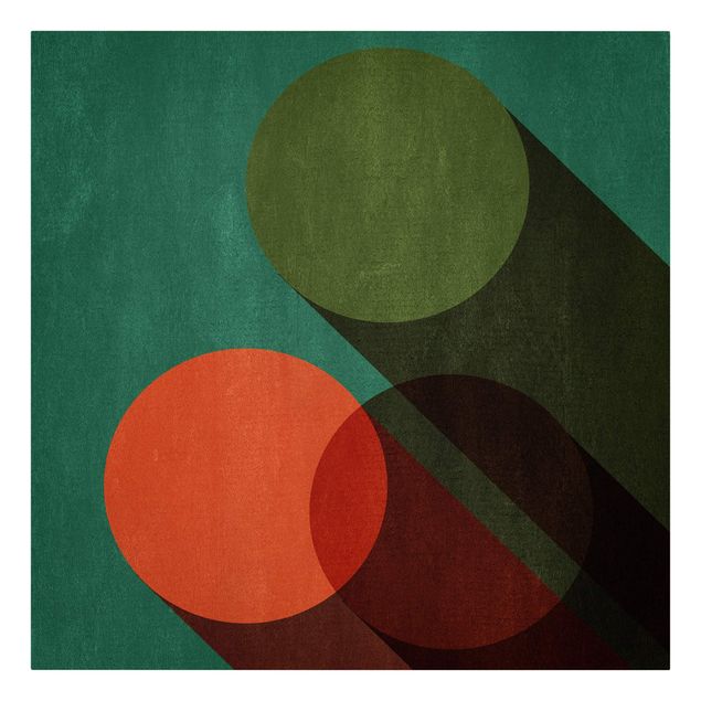 Tableaux verts Formes abstraites - Cercles en vert et rouge