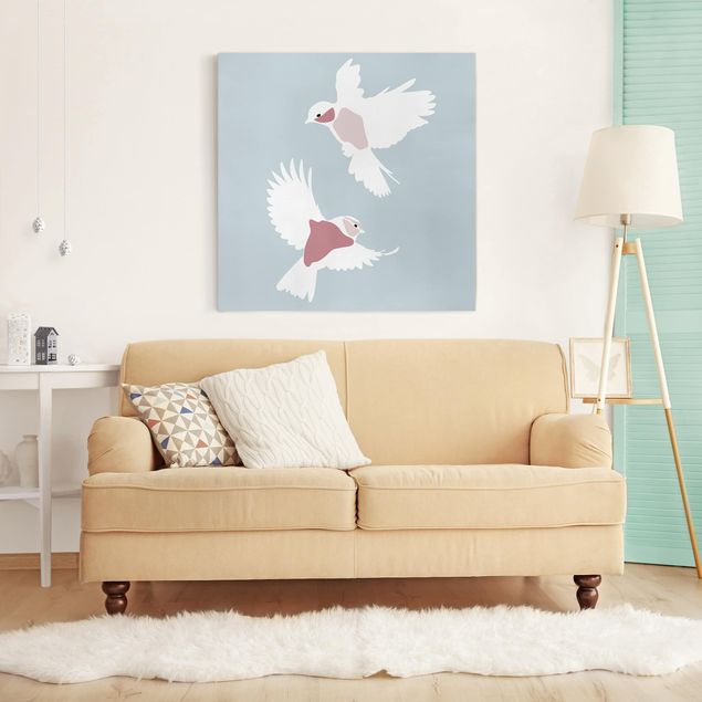 Tableaux Artistiques Line Art Pigeons Pastel