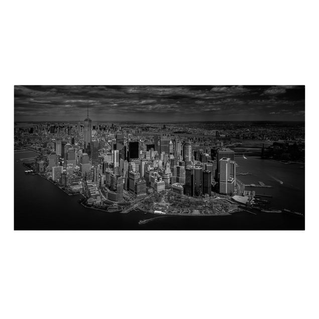 Tableaux sur toile en noir et blanc New York - Manhattan vu du ciel