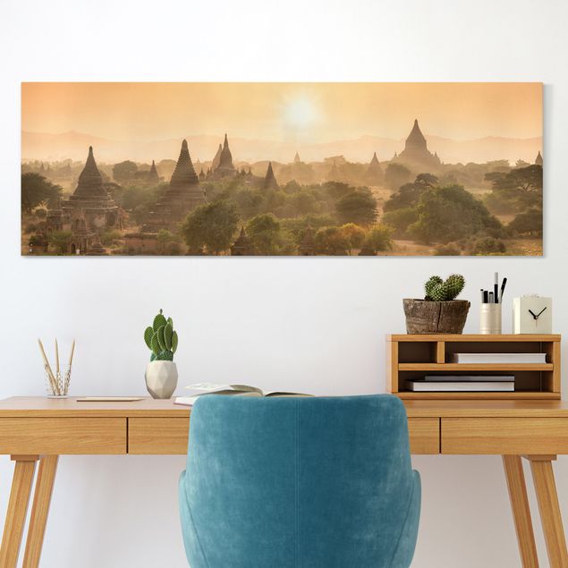 Déco mur cuisine Coucher de soleil sur Bagan
