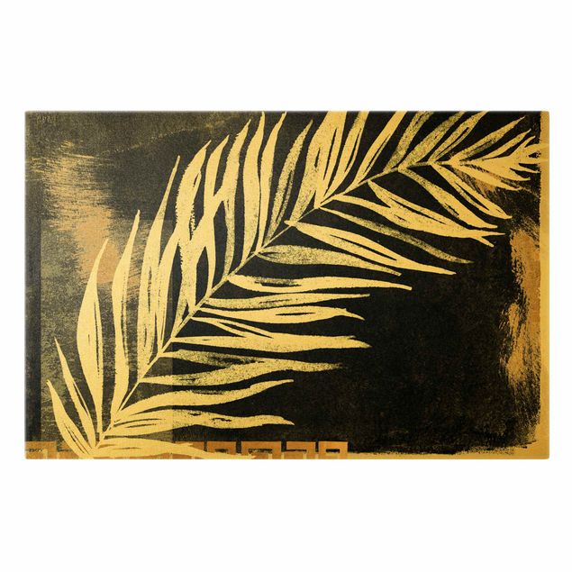 Tableaux muraux Feuille de palmier sur noir et or