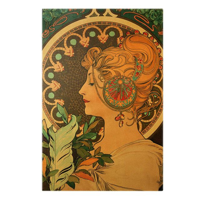 Tableau style vintage Alfons Mucha - La plume