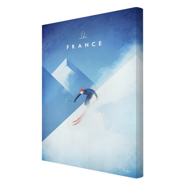 Tableau style vintage Poster de voyage - Ski en France