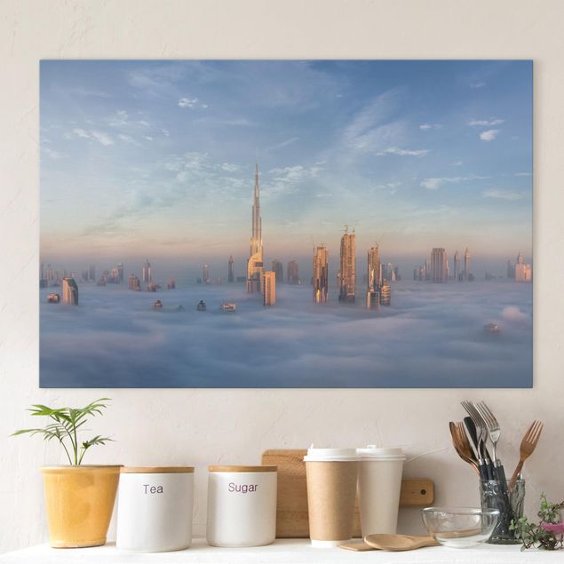 Déco murale cuisine Dubaï au-dessus des nuages
