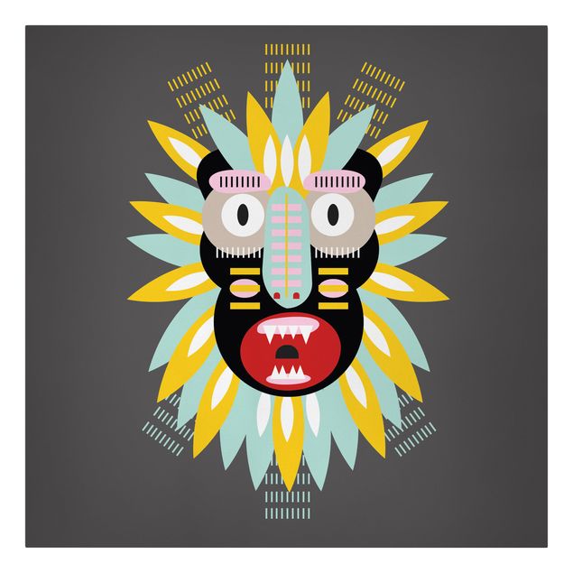 Tableau multicolore Collage masque ethnique - King Kong