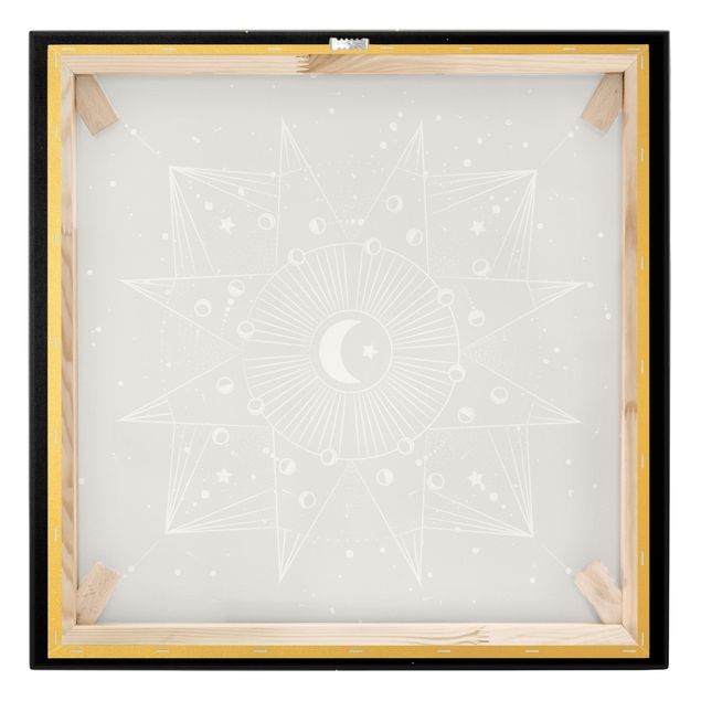 Tableau sur toile or - Astrology Moon Magic Black