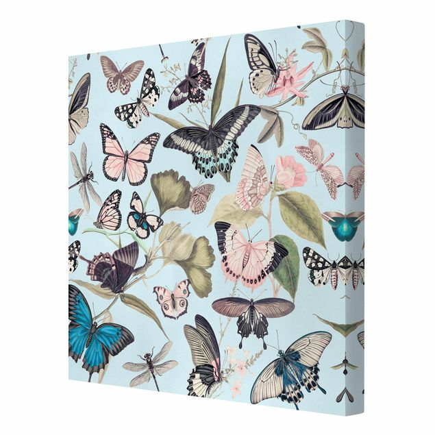 Tableau vintage Collage Vintage - Papillons et Libellules