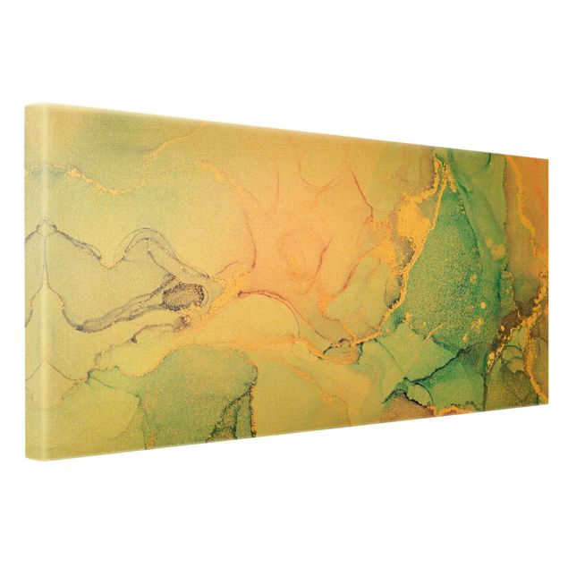 Tableau sur toile or - Watercolour Pastel Colourful With Gold