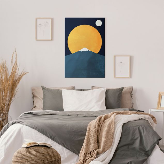 Tableau paysages Soleil, Lune et Montagne