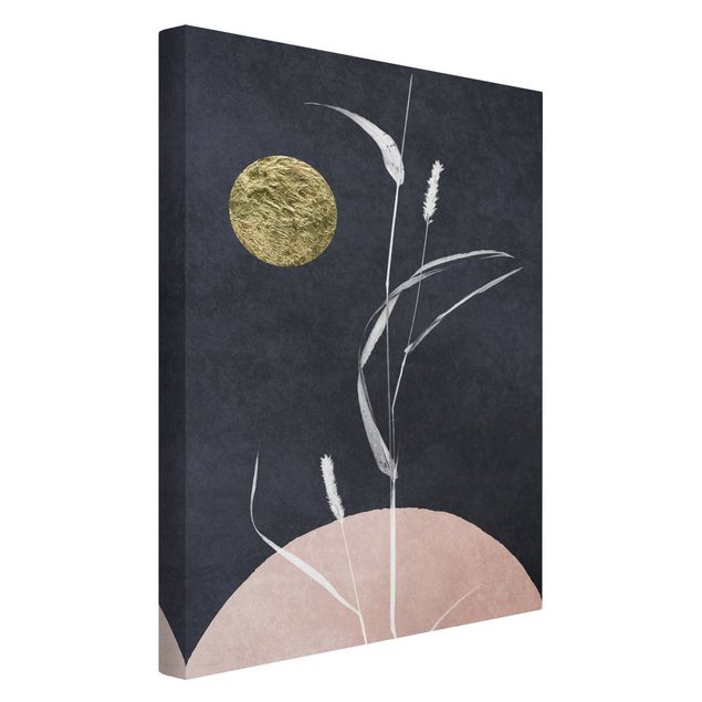 Tableau fleurs Lune D'or avec Roseau