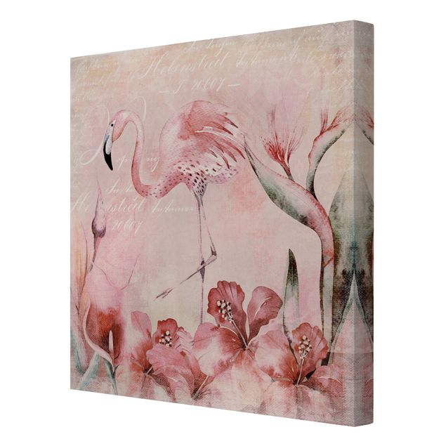 Tableaux rose Collage Shabby Chic - Flamingo