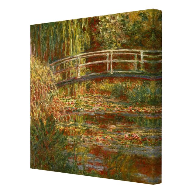 Toile roses Claude Monet - Étang de nénuphars et pont japonais (Harmonie en rose)