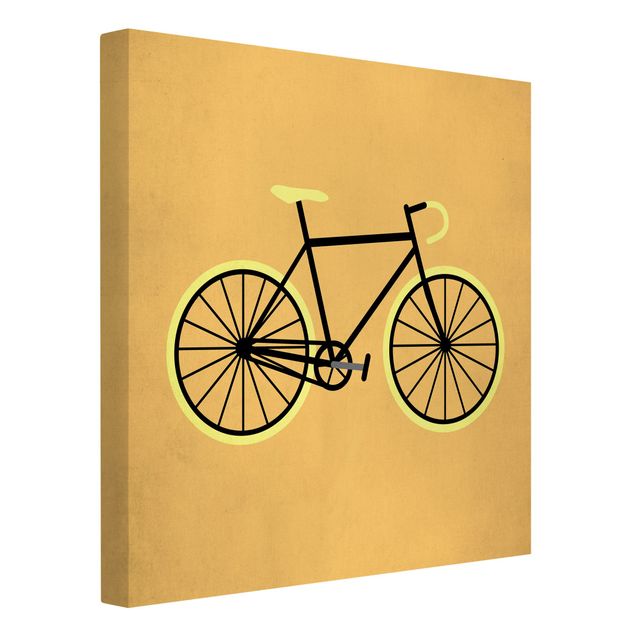 Reproduction tableau impression sur toile Bicyclette en jaune