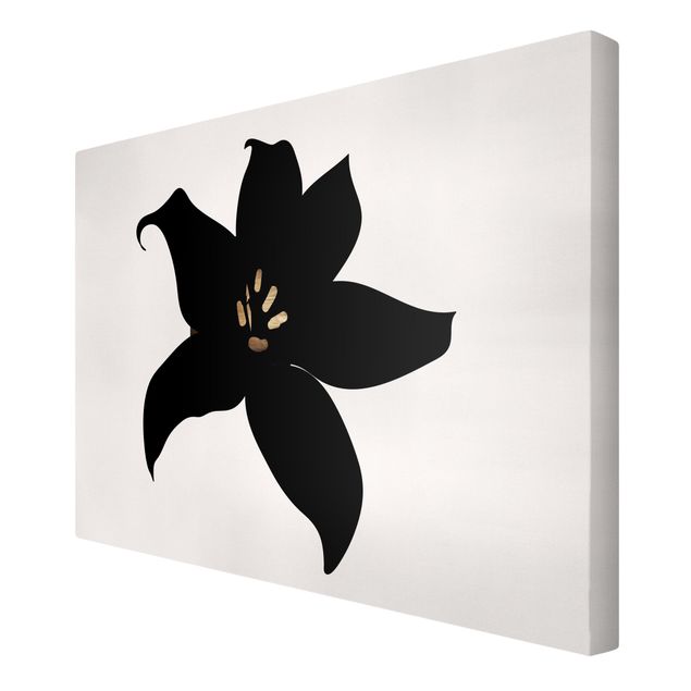 Tableau fleurs Monde végétal graphique - Orchidée noire et or