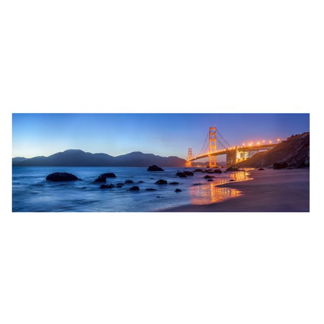 Tableau avec couleur orange Pont du Golden Gate au crépuscule