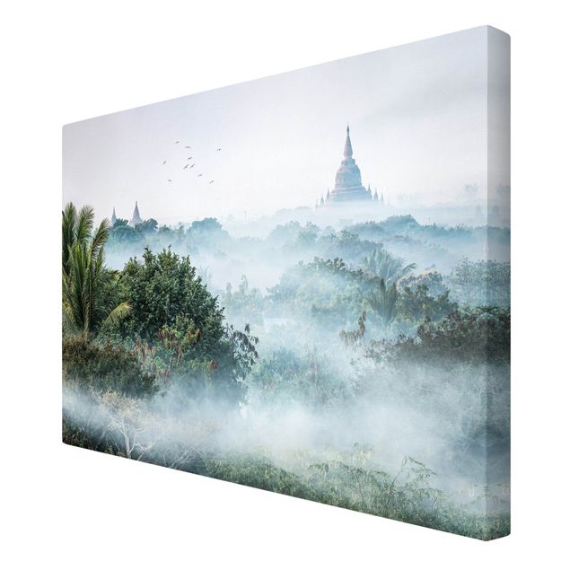 Toile asie Brouillard matinal sur la jungle de Bagan