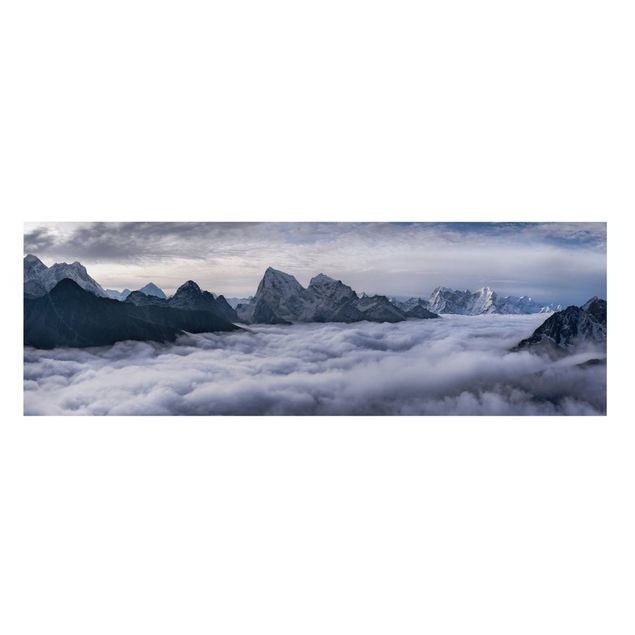 Tableaux sur toile en noir et blanc Mer de nuages dans l'Himalaya