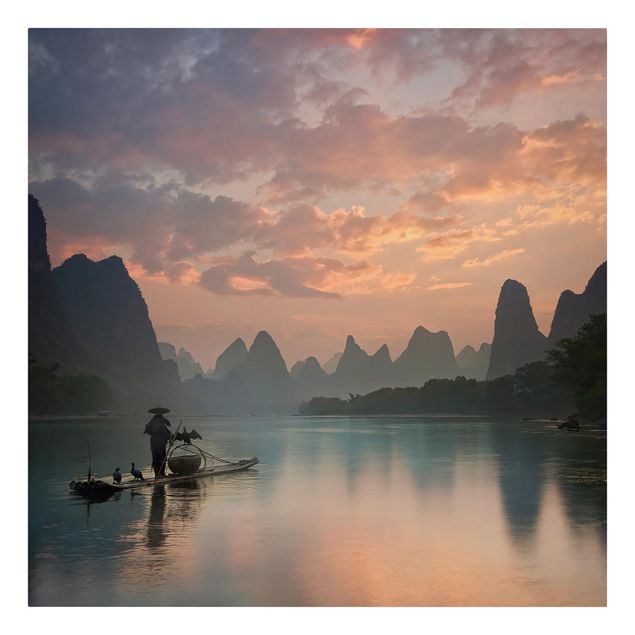 Toiles coucher de soleil Lever de soleil sur la rivière chinoise
