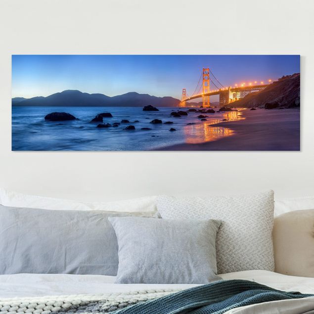 Déco mur cuisine Pont du Golden Gate au crépuscule