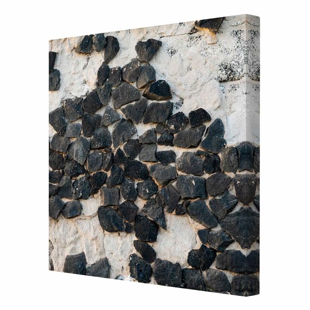 Tableaux gris Mur avec pierres noires