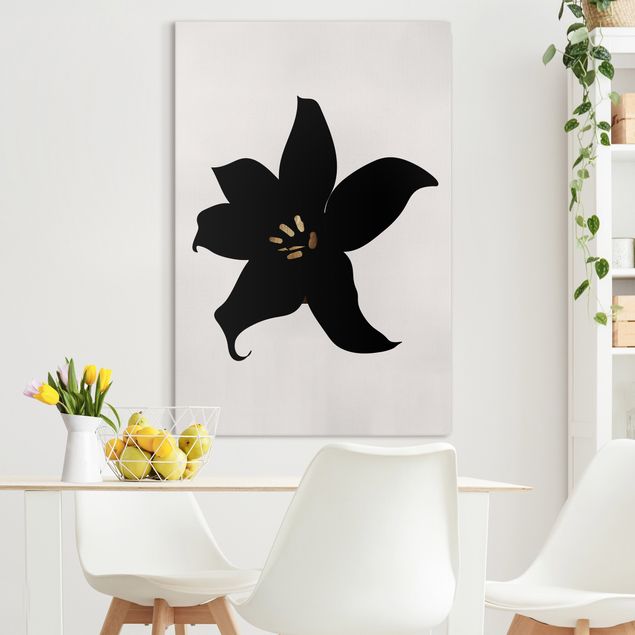 Déco murale cuisine Monde végétal graphique - Orchidée noire et or