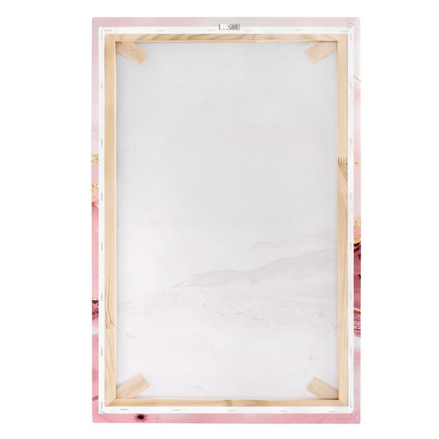 Tableaux sur toile avec dessins Abstract Mountains Pink With Golden Lines