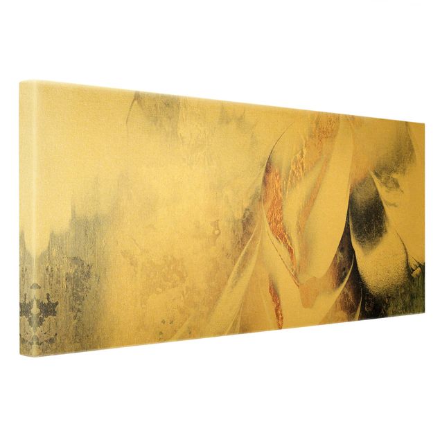 Tableau décoration Peinture d'hiver abstraite dorée