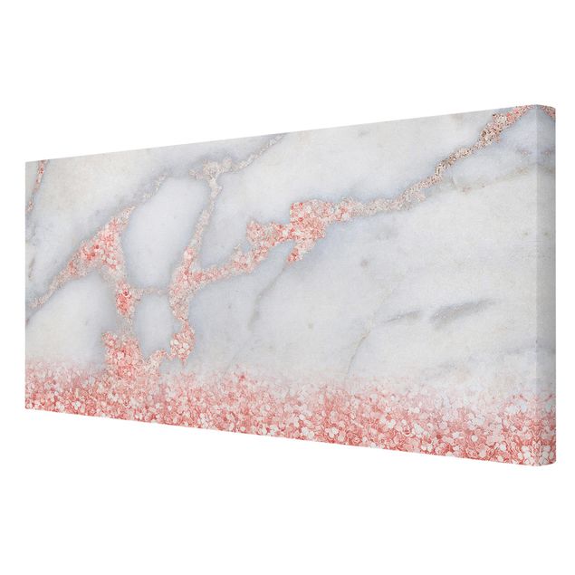 Tableaux gris Imitation marbre avec confetti rose clair