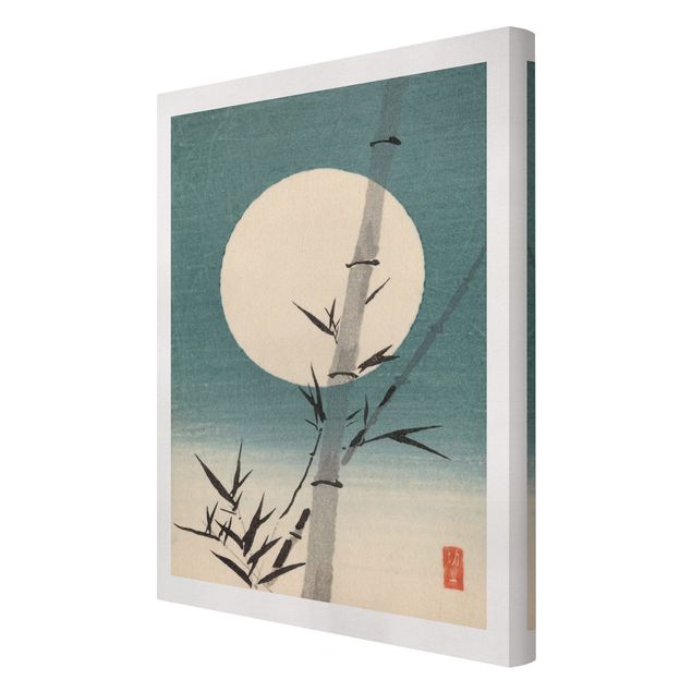 Tableau style vintage Dessin Japonais Bambou Et Lune
