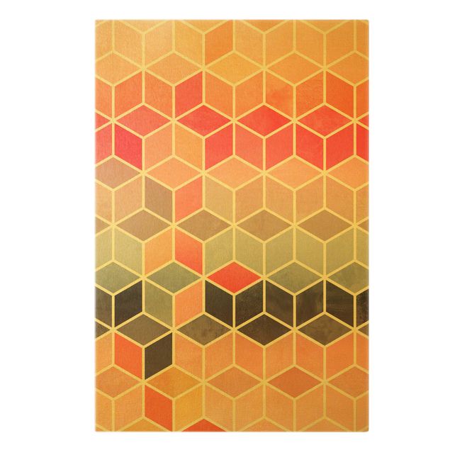 Tableaux muraux Géométrie dorée - Pastel coloré