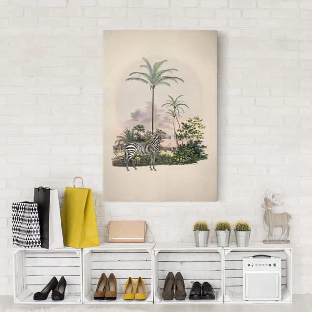 Tableaux paysage Illustration de Zèbre Devant Des Palmiers
