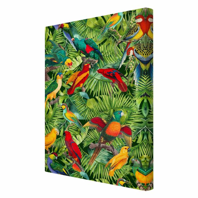 Tableaux animaux Collage coloré - Perroquets dans la jungle