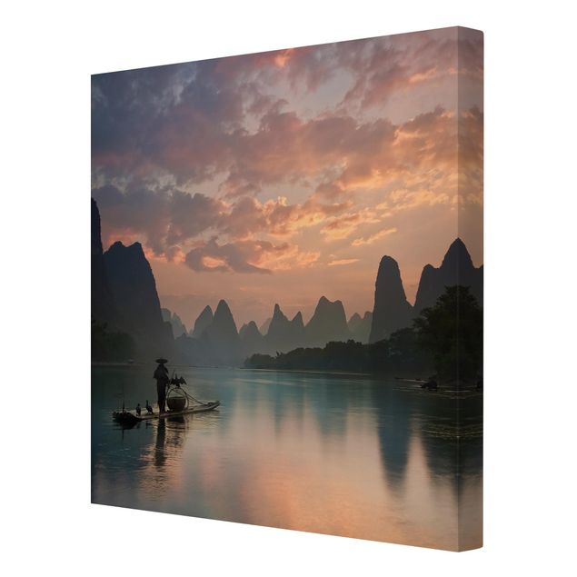 Tableau moderne Lever de soleil sur la rivière chinoise