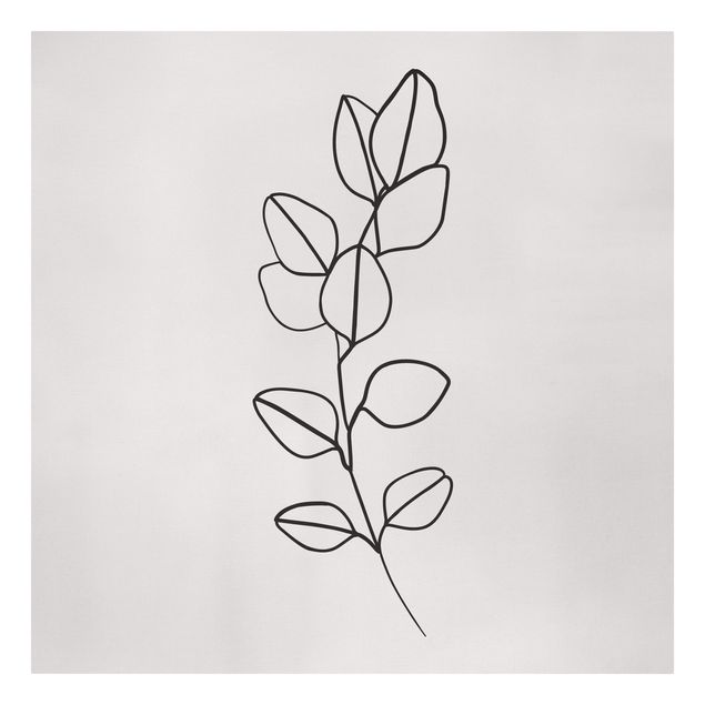 Tableaux fleurs Line Art Branches Feuilles Noir et Blanc