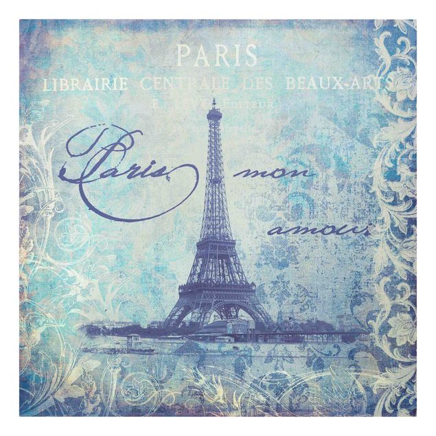 Tableau citation Collage vintage - Paris Mon Amour