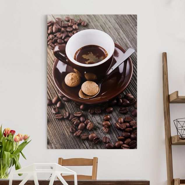 Déco mur cuisine Tasses à café avec grains de café