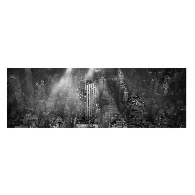 Tableaux sur toile en noir et blanc Soleil sur la ville de New York