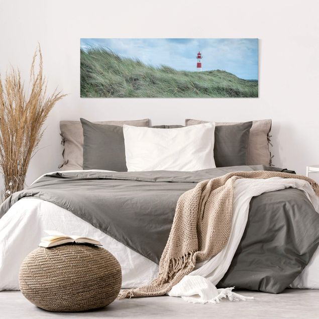 Tableaux sur toile avec dunes Temps orageux au phare