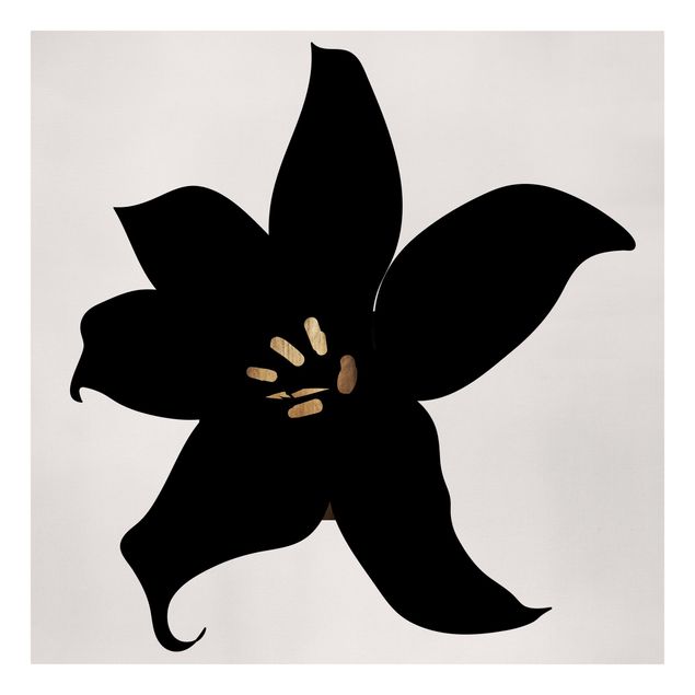 Tableau moderne Monde végétal graphique - Orchidée noire et or