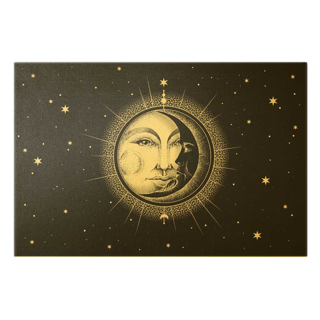 Tableau décoration Illustration vintage de soleil et de lune