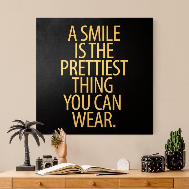 Tableau citations Un sourire est la plus belle des choses Noir