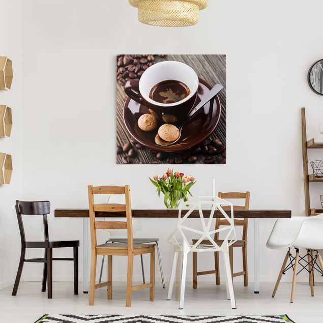 Tableaux reproductions Tasses à café avec grains de café